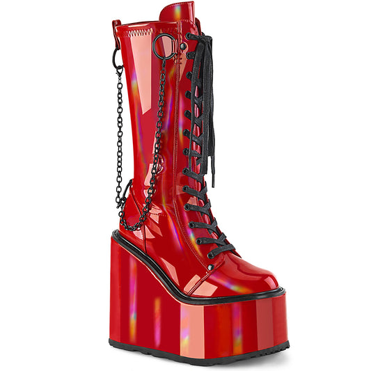 DemoniaCult  Boots SWING-150 Red Holographic Stretch Pat
