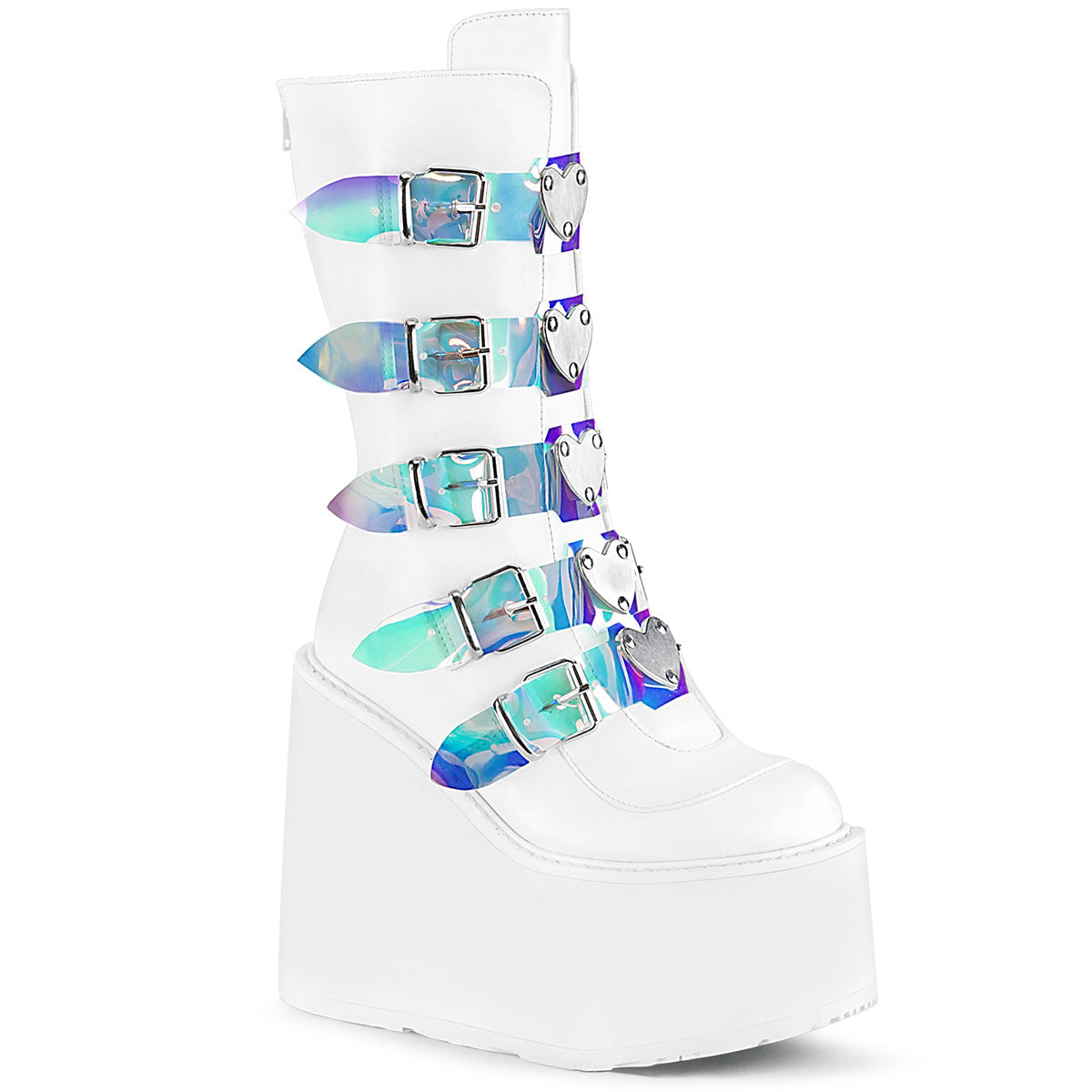 DemoniaCult Womens Boots SWING-230 Wht Vegan Leather