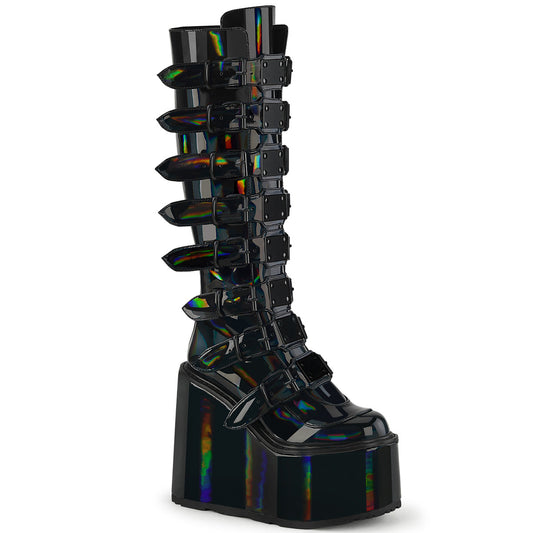 DemoniaCult  Boots SWING-815 Blk Holographic Pat
