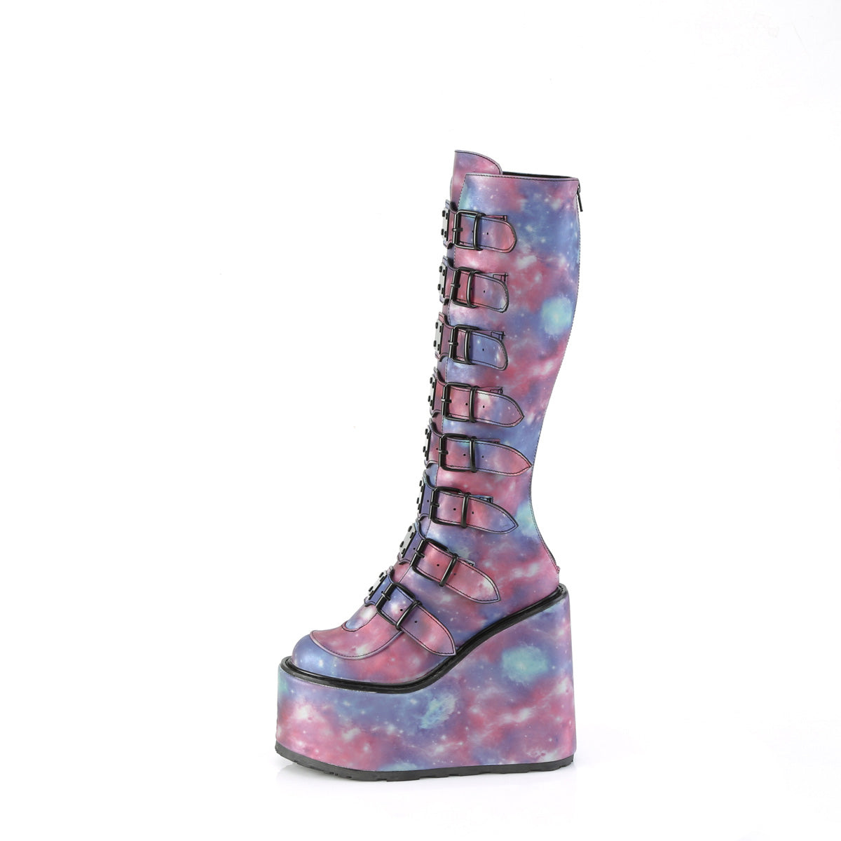 DemoniaCult  Boots SWING-815 Purple-Blue Reflective Vegan Leather