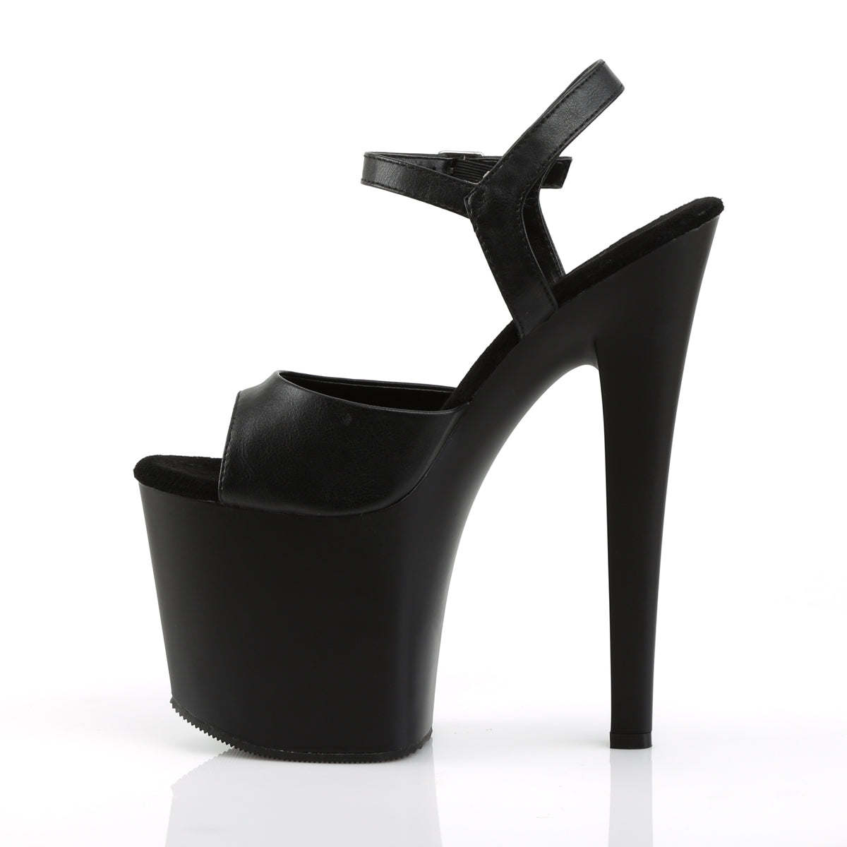 Pleaser Womens Sandals TABOO-709 Blk Faux Leather/Blk Matte