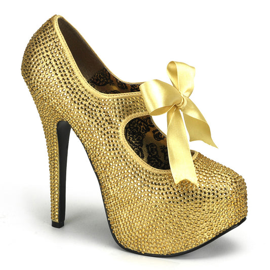 Bordello Womens Pumps TEEZE-04R Gold Rhinestones