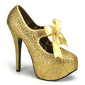 Bordello Womens Pumps TEEZE-04R Gold Rhinestones