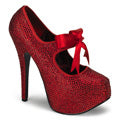 Bordello Womens Pumps TEEZE-04R Red Rhinestones