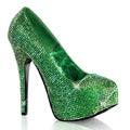 Bordello Womens Pumps TEEZE-06R Green Satin-Irid RS
