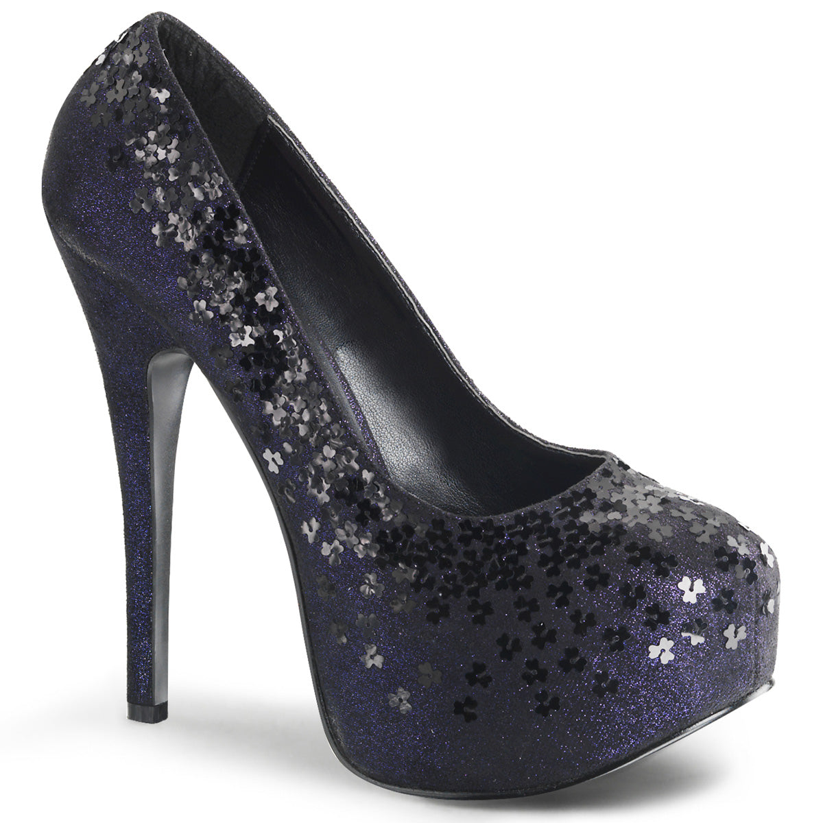 Fabulicious Womens Pumps TEEZE-06SQ Navy Blue Sequined Metallic Fabric