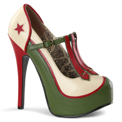 Bordello Womens Pumps TEEZE-43 Cream-Olive Green Pu
