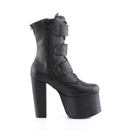 DemoniaCult Womens Ankle Boots TORMENT-703 Blk Vegan Leather
