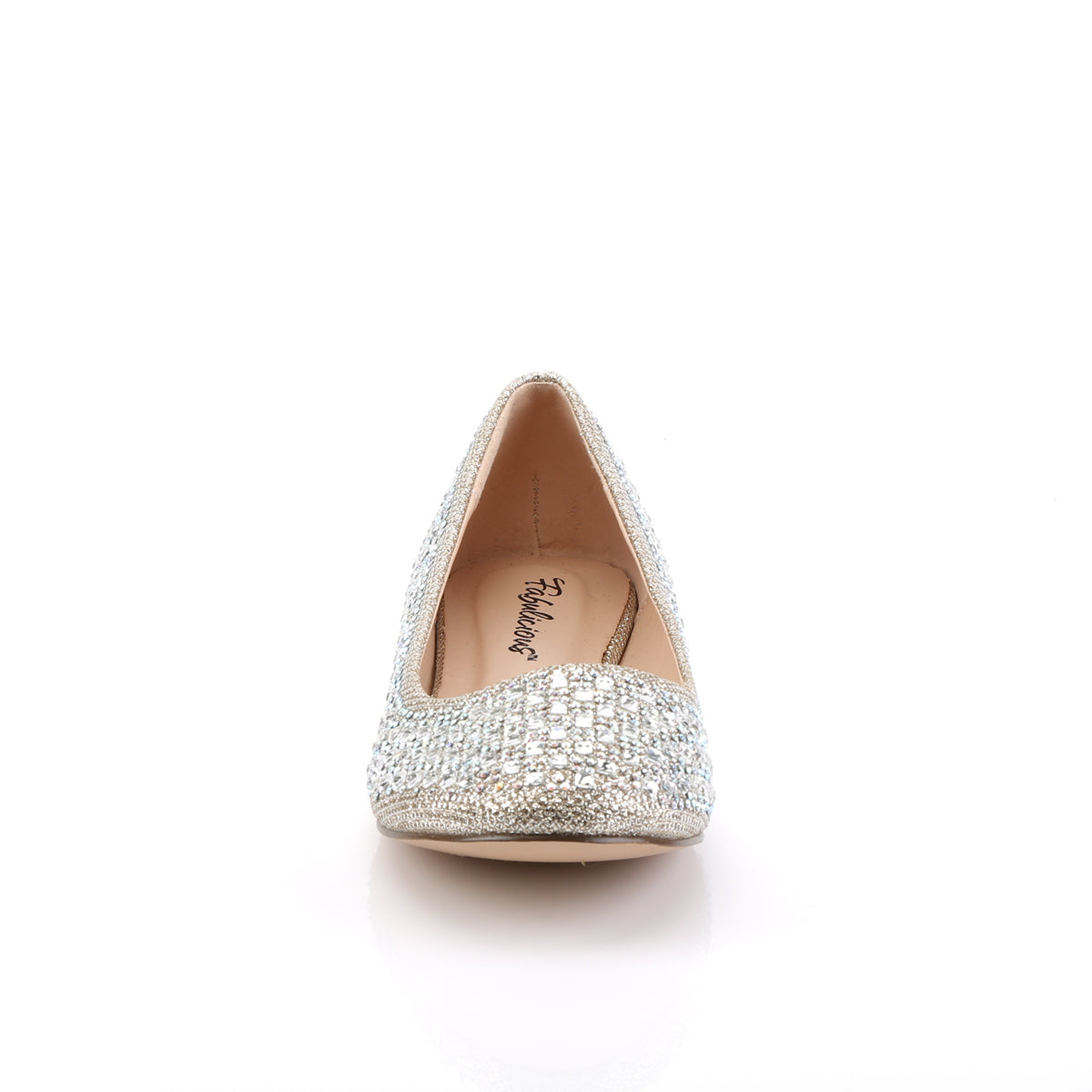 Fabulicious Womens Pumps TREAT-06 Nude Glitter Mesh Fabric
