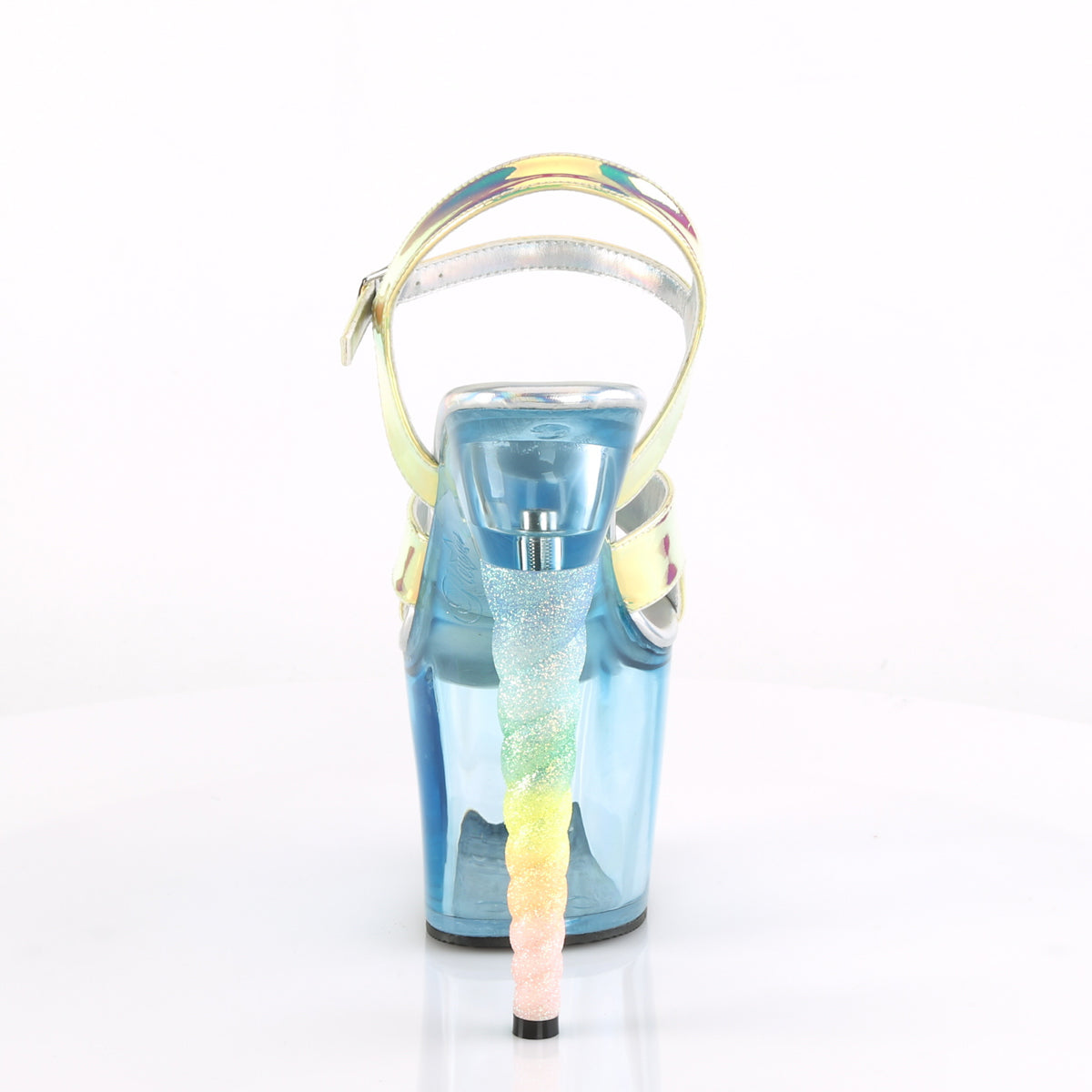 Pleaser Womens Sandals UNICORN-711T Green Shifting TPU/Baby Blue Tinted