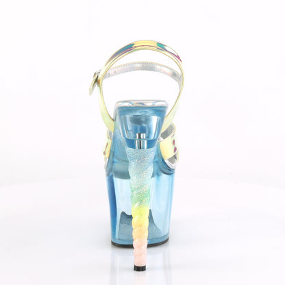 Pleaser Womens Sandals UNICORN-711T Green Shifting TPU/Baby Blue Tinted