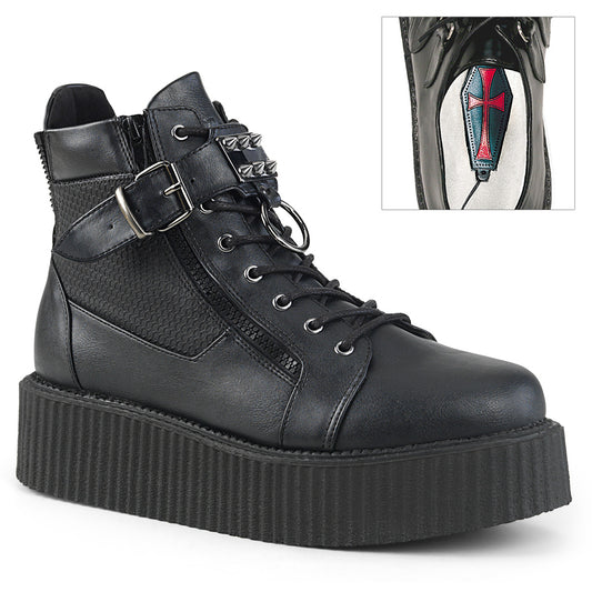 DemoniaCult Mens Low Shoe V-CREEPER-566 Blk Vegan Leather