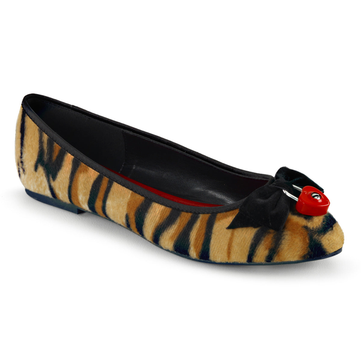 DemoniaCult Womens Low Shoe VAIL-02 Tiger Print Faux Hair