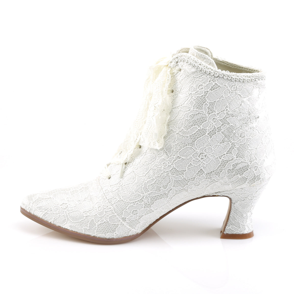 Fabulicious Womens Ankle Boots VICTORIAN-30 Ivory Satin-Lace