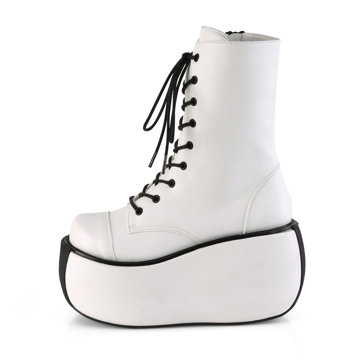 DemoniaCult Womens Ankle Boots VIOLET-120 Wht Vegan Leather