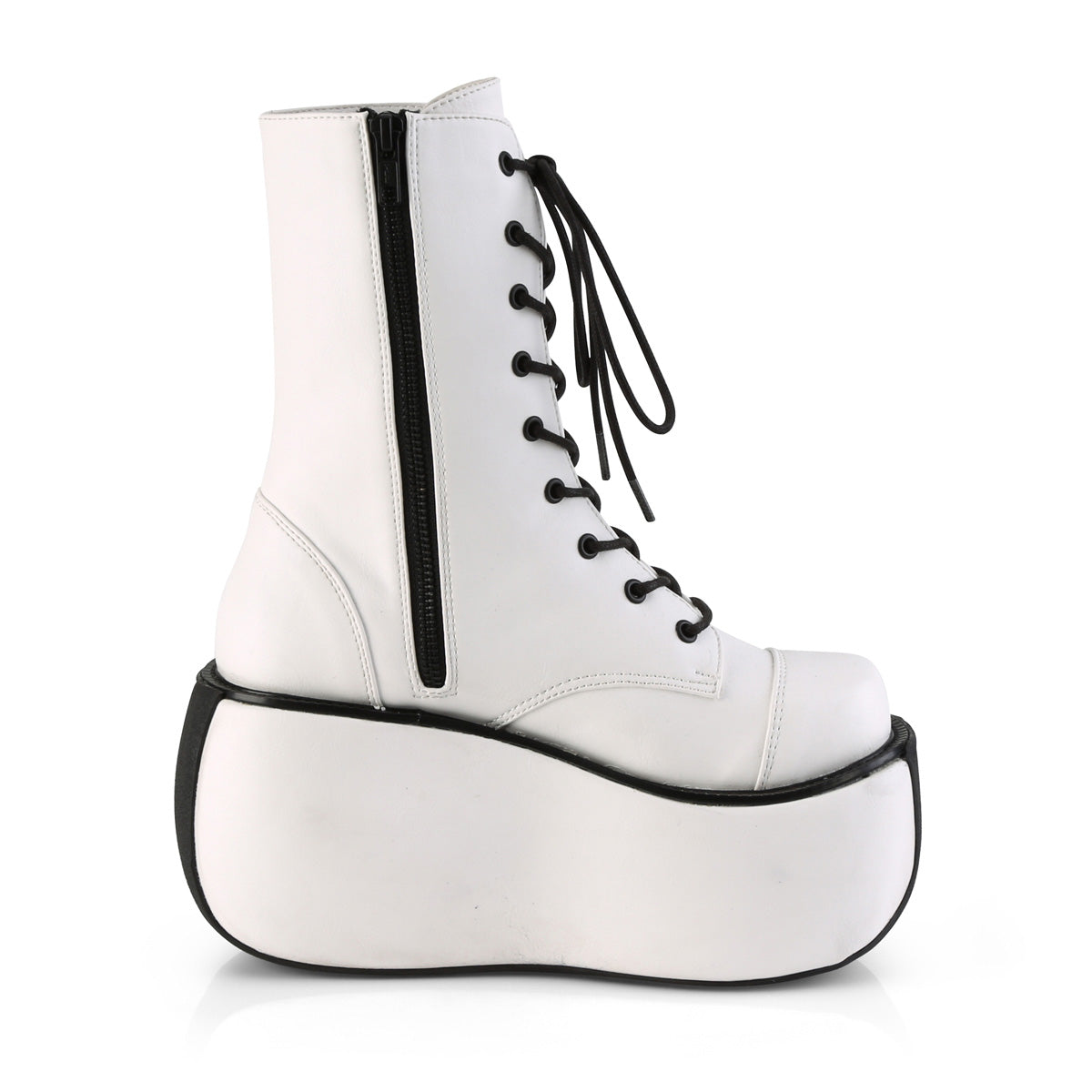 DemoniaCult Womens Ankle Boots VIOLET-120 Wht Vegan Leather
