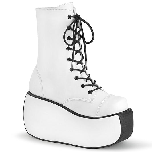 DemoniaCult Womens Ankle Boots VIOLET-120 Wht Vegan Leather