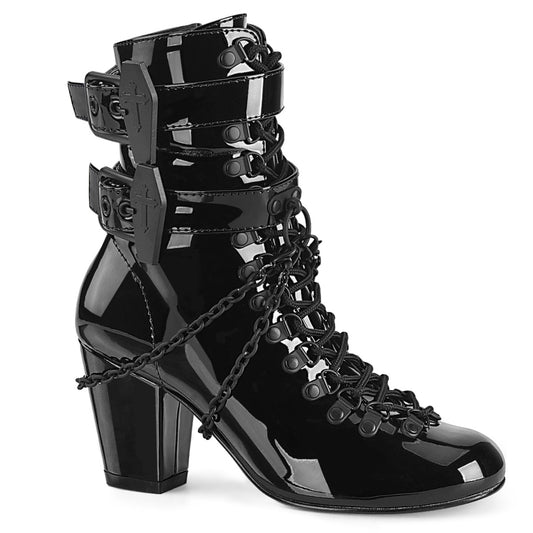 DemoniaCult Womens Ankle Boots VIVIKA-128 Blk Pat