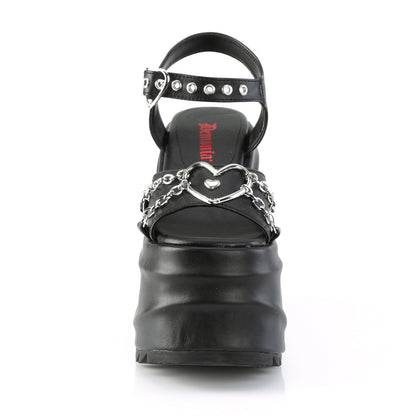DemoniaCult Womens Sandals WAVE-09 Blk Vegan Leather