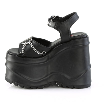DemoniaCult Womens Sandals WAVE-09 Blk Vegan Leather