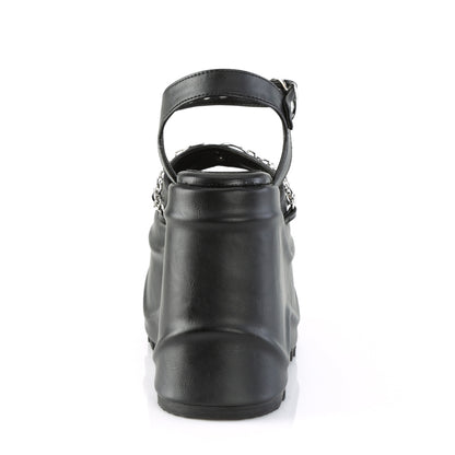 DemoniaCult Womens Sandals WAVE-09 Blk Vegan Leather