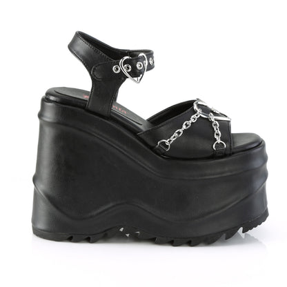 DemoniaCult Womens Sandals WAVE-09 Blk Vegan Leather