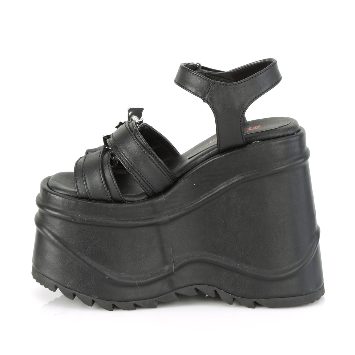 DemoniaCult Womens Sandals WAVE-13 Blk Vegan Leather