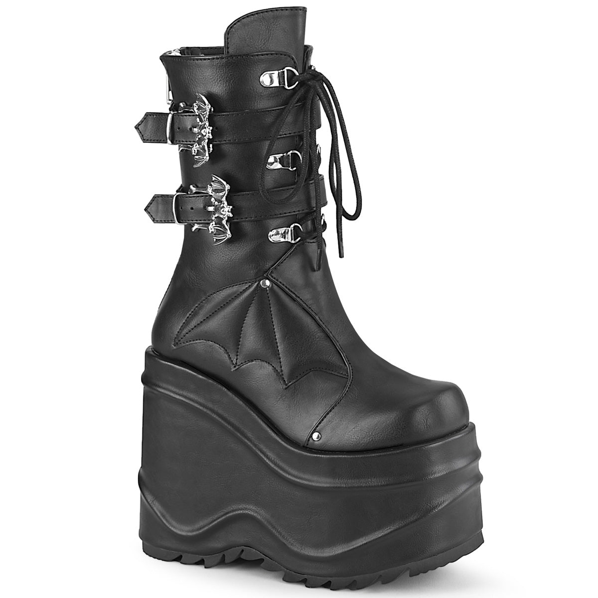DemoniaCult Womens Boots WAVE-150 Blk Vegan Leather