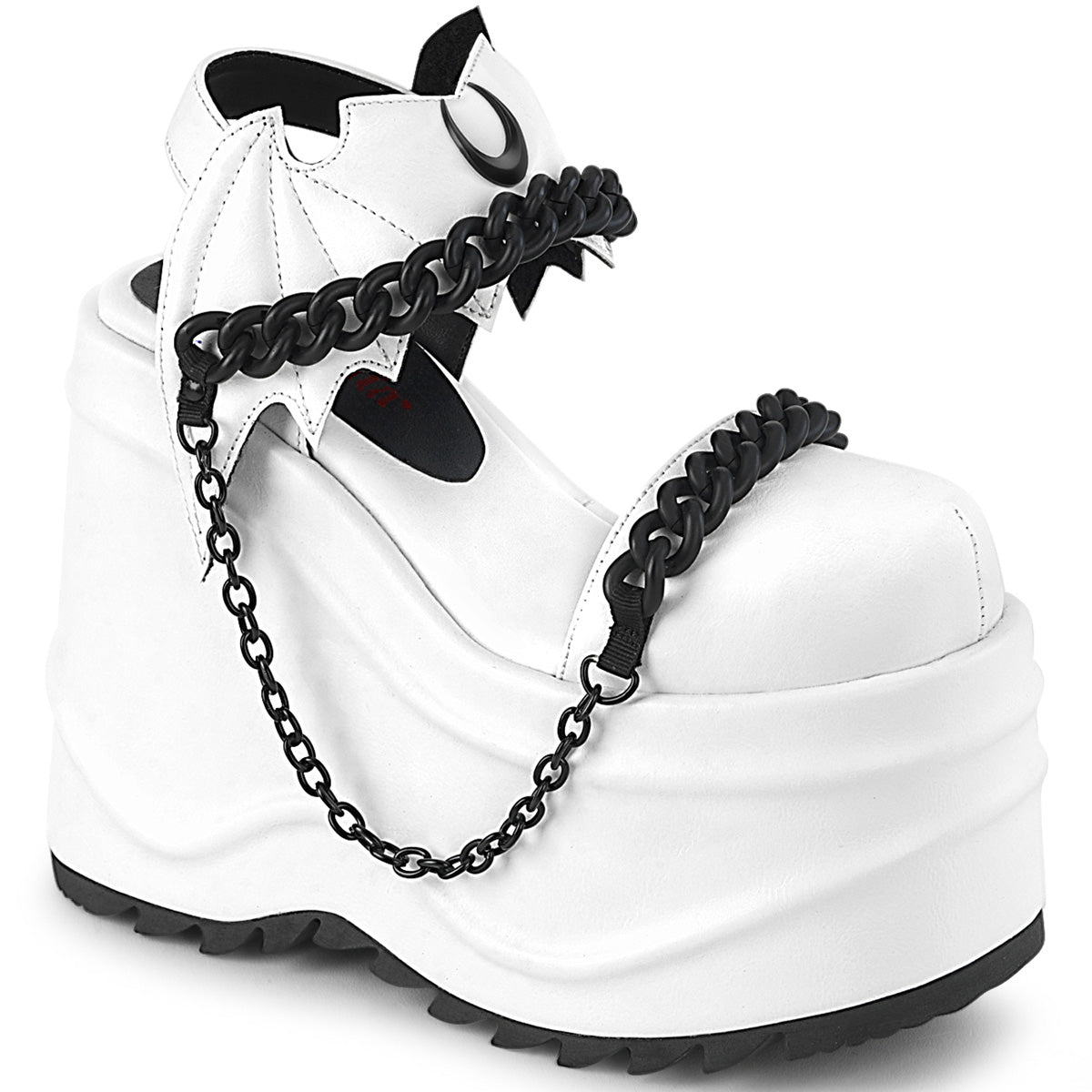DemoniaCult Womens Sandals WAVE-20 Wht Vegan Leather