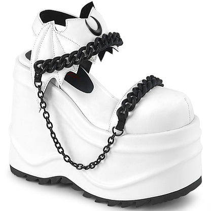 DemoniaCult Womens Sandals WAVE-20 Wht Vegan Leather