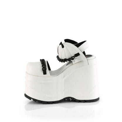 DemoniaCult Womens Sandals WAVE-20 Wht Vegan Leather