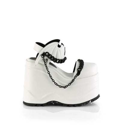 DemoniaCult Womens Sandals WAVE-20 Wht Vegan Leather