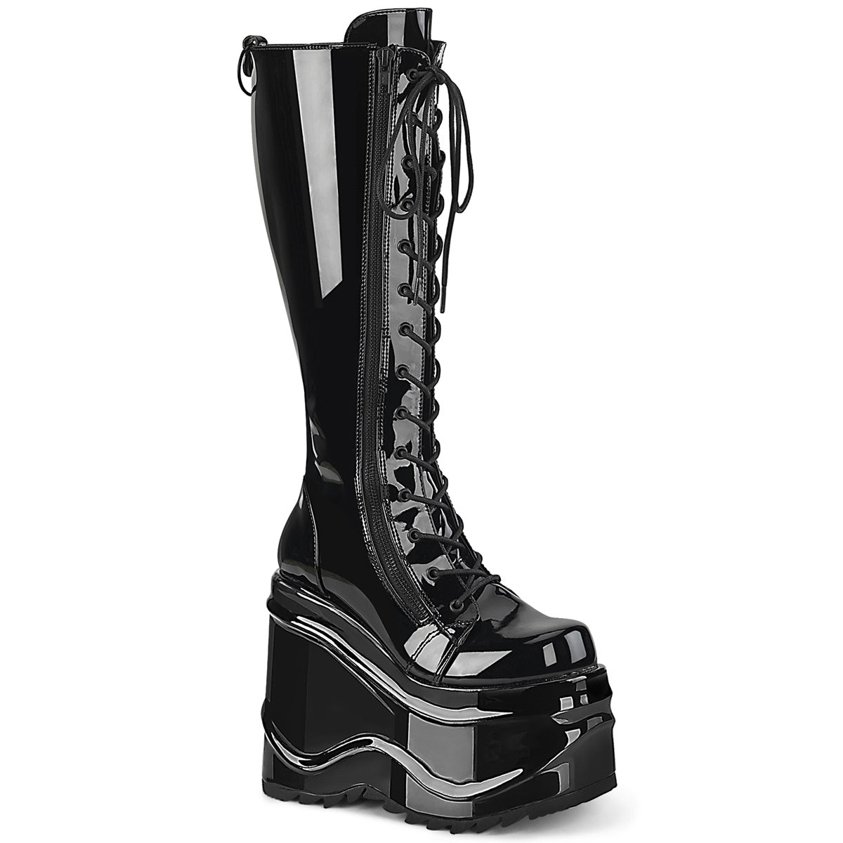 DemoniaCult Womens Boots WAVE-200 Blk Patent