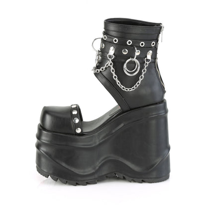 DemoniaCult Womens Sandals WAVE-22 Blk Vegan Leather