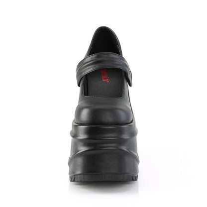 DemoniaCult Womens Pumps WAVE-32 Blk Vegan Leather