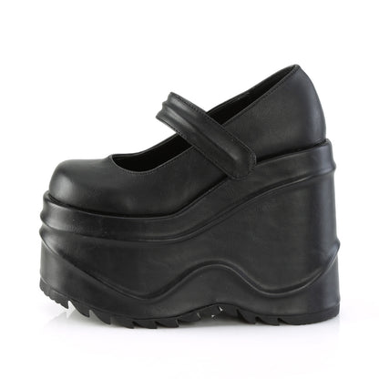 DemoniaCult Womens Pumps WAVE-32 Blk Vegan Leather