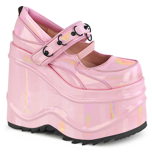 DemoniaCult Womens Pumps WAVE-48 B. Pink Hologram Pat