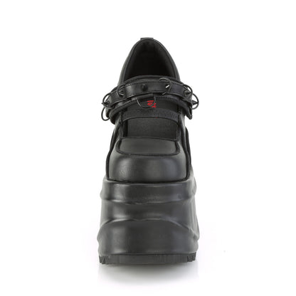 DemoniaCult Womens Pumps WAVE-48 Blk Vegan Leather