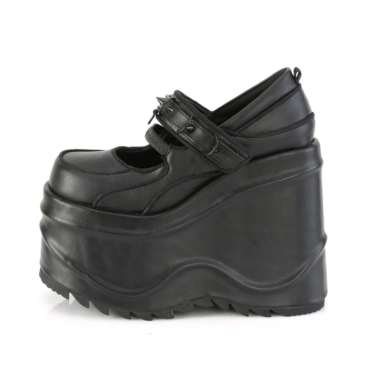 DemoniaCult Womens Pumps WAVE-48 Blk Vegan Leather