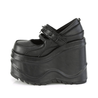 DemoniaCult Womens Pumps WAVE-48 Blk Vegan Leather