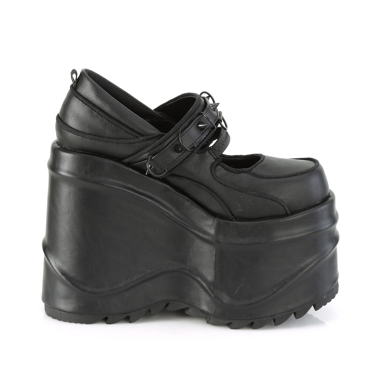 DemoniaCult Womens Pumps WAVE-48 Blk Vegan Leather