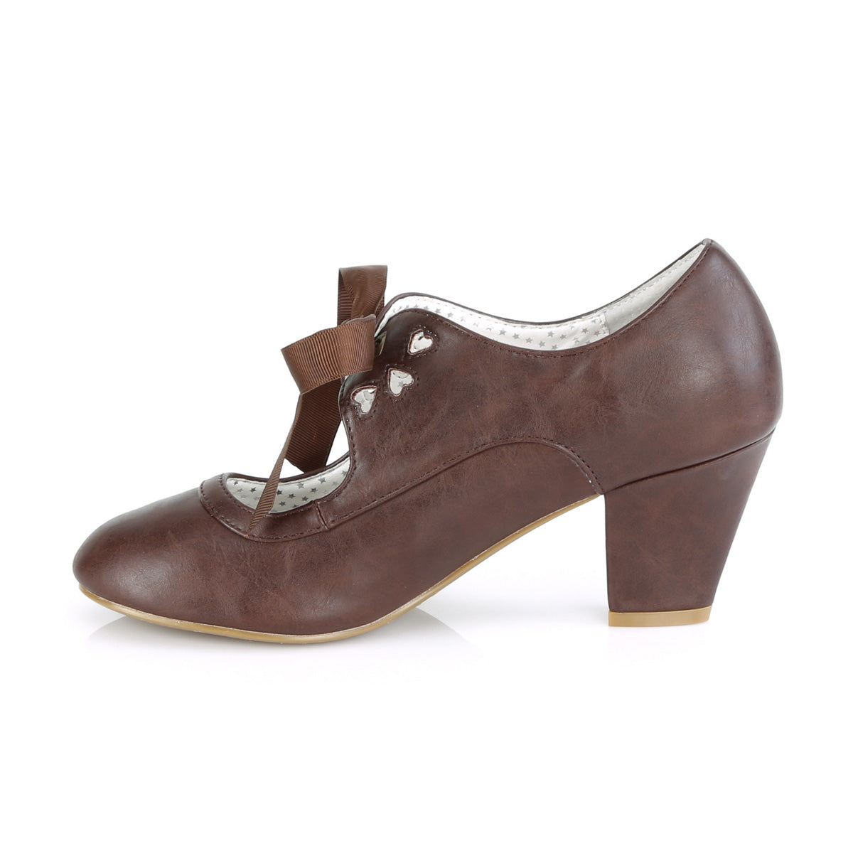 Pin Up Couture Womens Pumps WIGGLE-32 Dark Brown Faux Leather