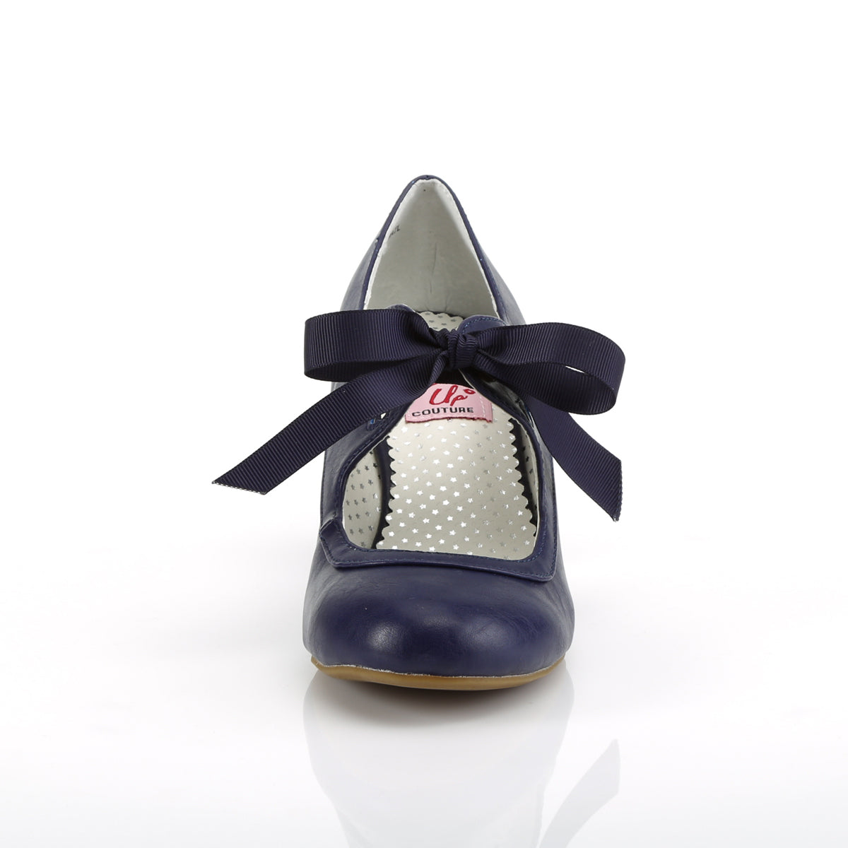 Pin Up Couture Womens Pumps WIGGLE-32 Navy Blue Faux Leather