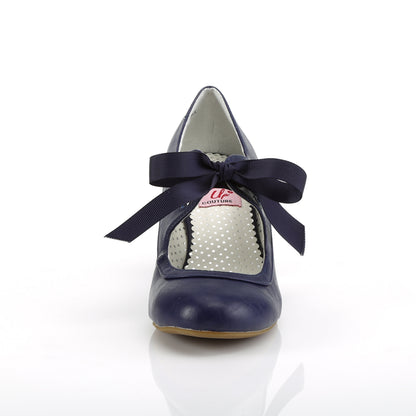 Pin Up Couture Womens Pumps WIGGLE-32 Navy Blue Faux Leather