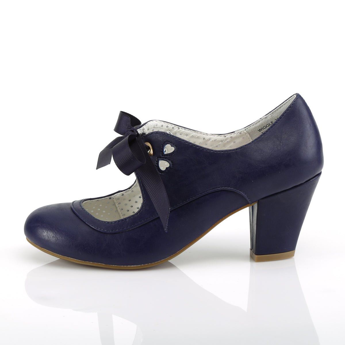 Pin Up Couture Womens Pumps WIGGLE-32 Navy Blue Faux Leather