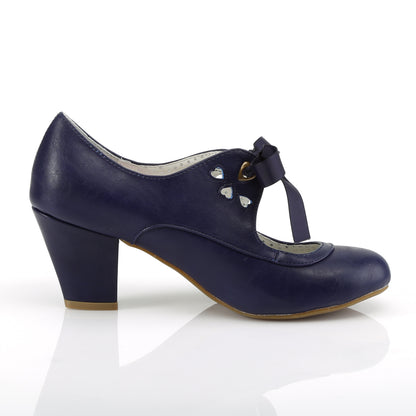 Pin Up Couture Womens Pumps WIGGLE-32 Navy Blue Faux Leather