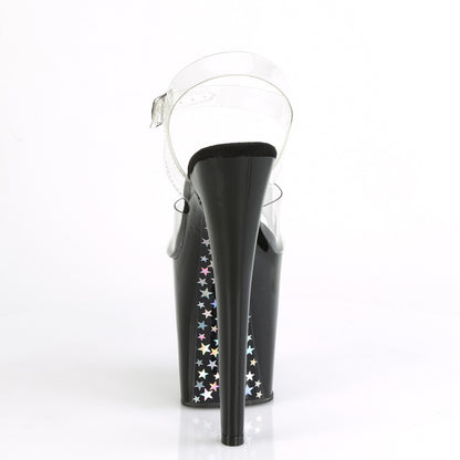 Pleaser Womens Sandals XTREME-808CHS Clr/Blk-Slv Holo.