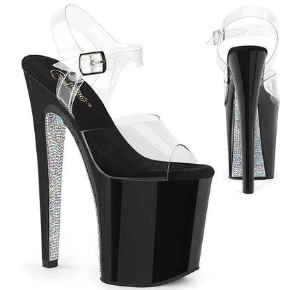 Pleaser Womens Sandals XTREME-808CRS Clr/Blk-Slv RS