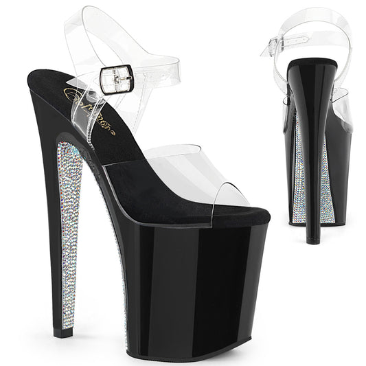Pleaser Womens Sandals XTREME-808CRS Clr/Blk-Slv RS