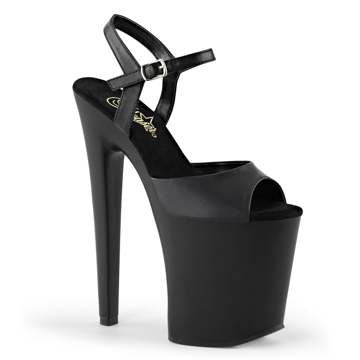Pleaser Womens Sandals XTREME-809 Blk Faux Leather/Blk Matte